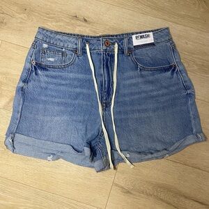 Rewash Blue High-Rise Denim Shorts with Drawstring